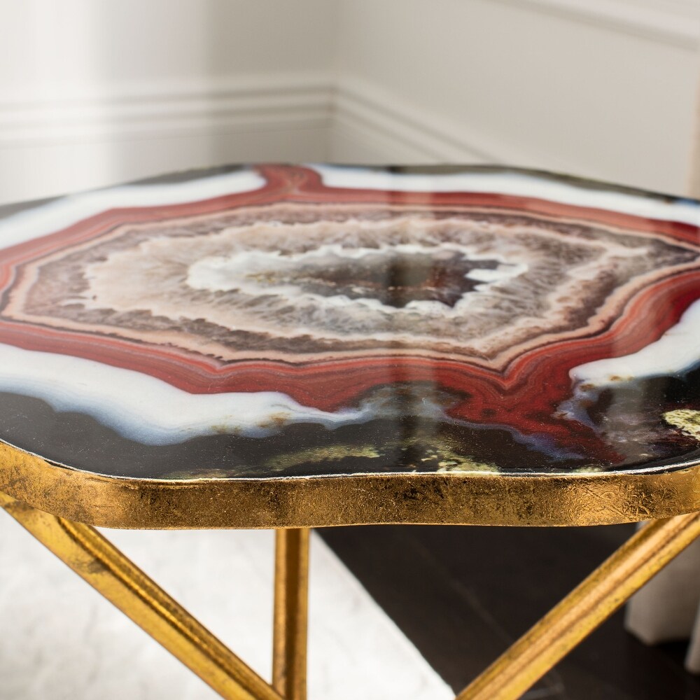 SAFAVIEH Celeste Faux Agate Side Table   15.5\