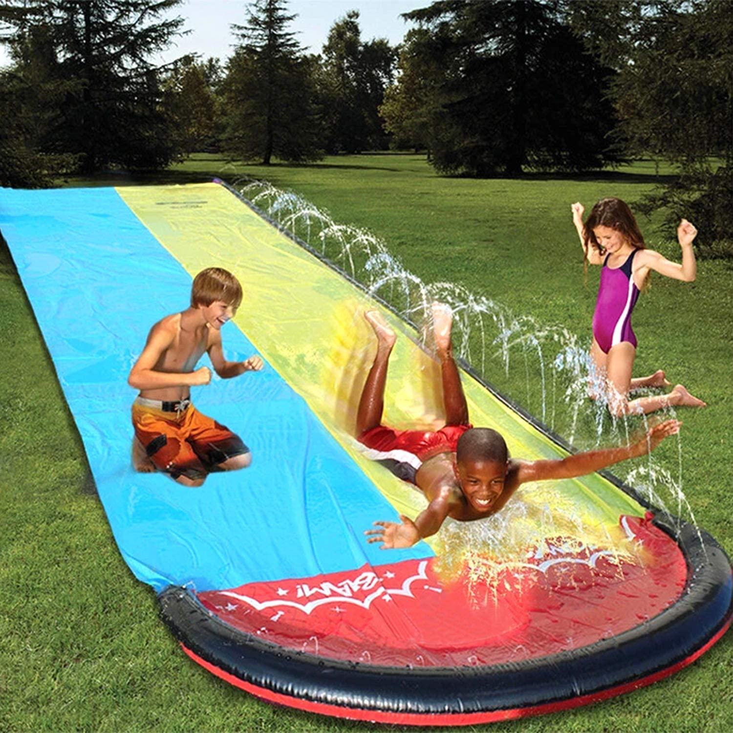 Slip and Slide Water Slide for Kids and Adults -16FT Long Giant Adult Slip and Slide for Outside with 2 Surfboards, Build in Splash Sprinklers, Water Slide for Backyard Outdoor Kids Toys Games