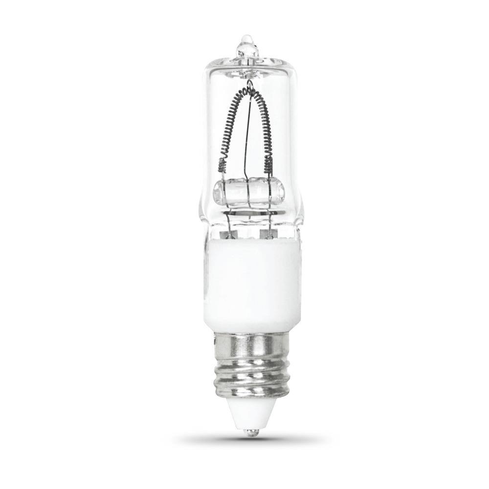 Feit Electric 100-Watt Bright White (3000K) T4 Mini Candelabra E11 Base Dimmable Halogen Light Bulb BPQ100CLMCHDRP