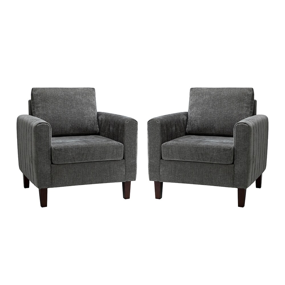 Ganymedes Comfy Accent Club Chair with Wood Base Set of 2 by HULALA HOME