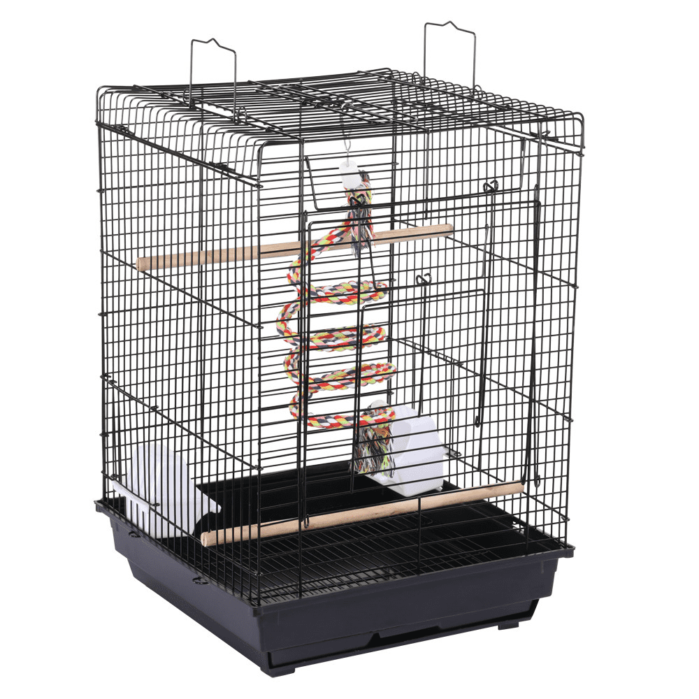 Yaheetech Open Top Travel Bird Cage Carrier for Bird Canary Cockatiel Small Parrots， Black