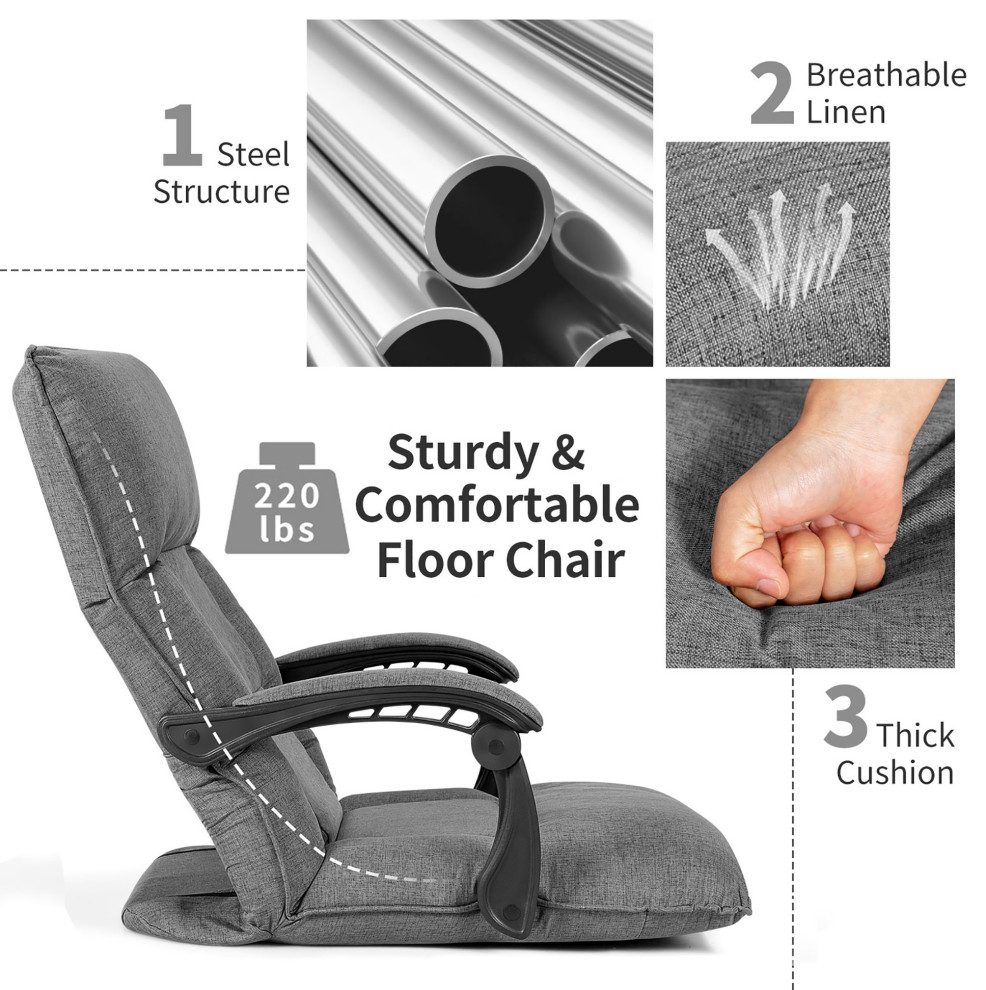 Costway 14 Position Floor Chair Lazy Sofa w/Adjustable Back Headrest Waist   Contemporary   Armchairs And Accent Chairs   by Costway INC.  Houzz