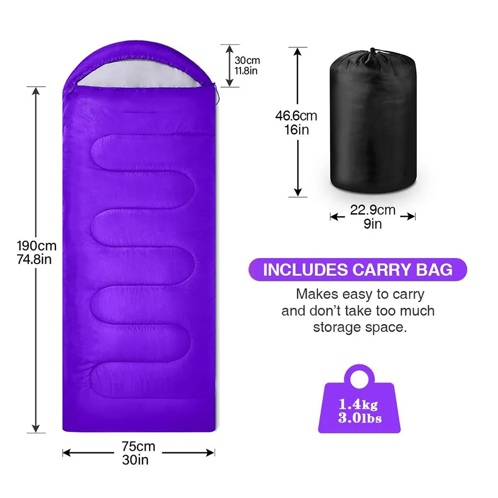 Factory Direct High Quality Camping 3 Season Outdoor Cotton Sleeping Bag Ultralight Compact Hiking sleeping bag for winter