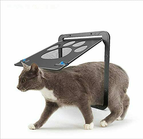 Ownpets Pet Lockable Flap Screen Doors， Magnetic Locking Sliding Square Plastic Dog Cat Small Gate