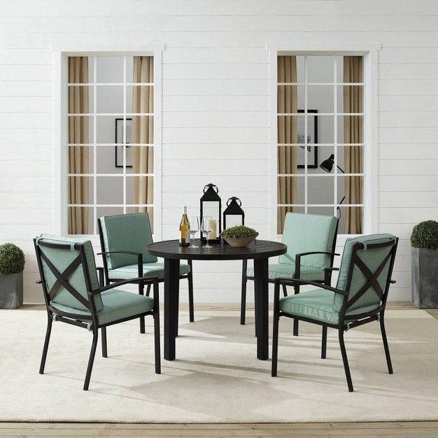 5pc Kaplan Outdoor Steel Round Dining Set Mist bronze Crosley