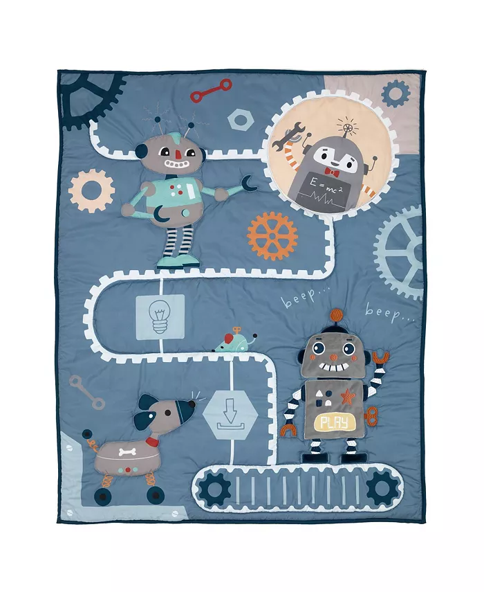 Bedtime Originals Robbie Robot Blue Nursery 5-Piece Baby Crib Bedding Set