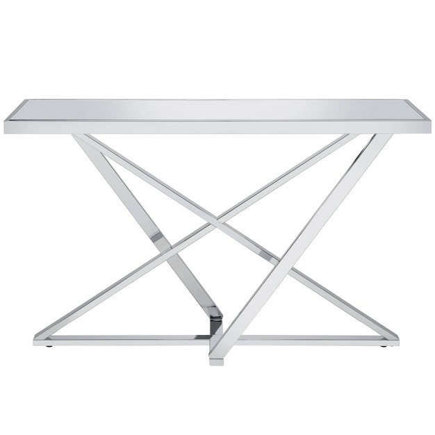 Drubeck Mirrored Rectangle Sofa Table Chrome Homes Inside Out