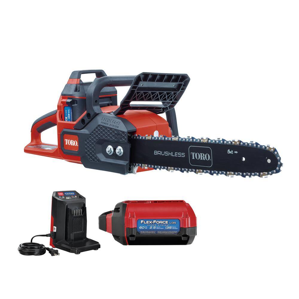 Toro Flex-Force 60-Volt Cordless 2-Tool Combo Kit 24 in. Hedge Trimmer  16 in. Chainsaw with Charger  (2) 2.5 Ah Batteries 66371