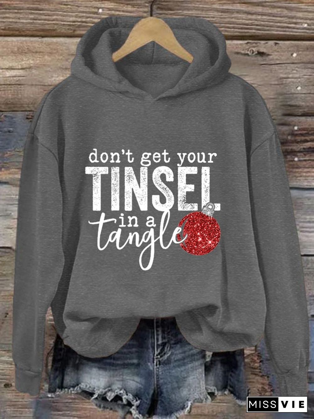 Women's Christmas Don't Get Your Tinsel in a Tangle Casual Hoodie