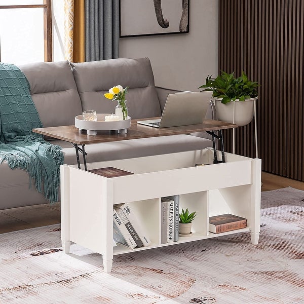 Lift Top Coffee Table， White Coffee Table with Lift Top， Lift Up Coffee Table with Storage Shelf/Hidden Compartment