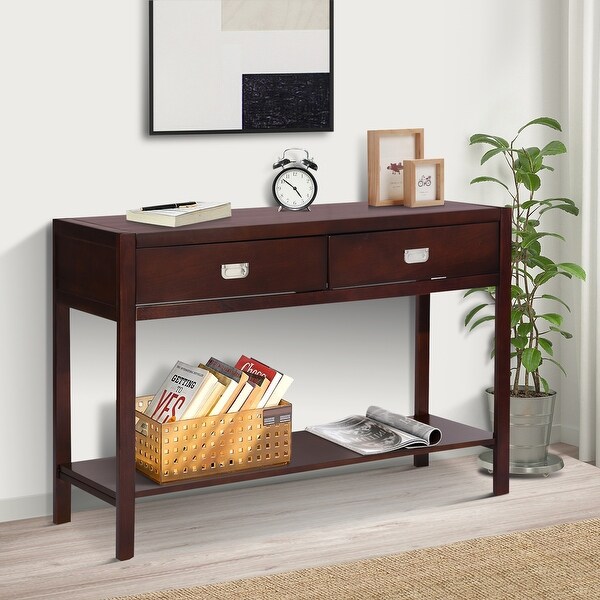 Homy Casa American Traditional Solid Wood Storage Console Table