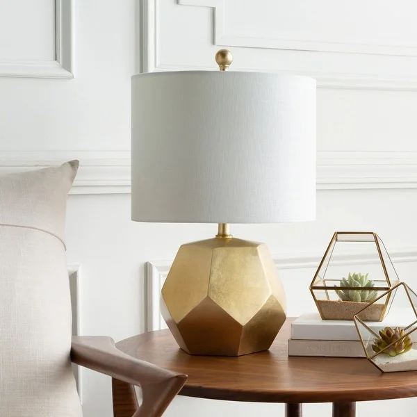 Naahs Table Lamp with Gold Base and Off-White Shade