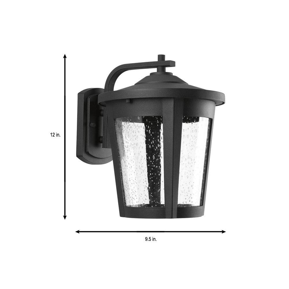 Progress Lighting East Haven LED Collection 1-Light Textured Black Clear Seeded Glass Transitional Outdoor Large Wall Lantern Light P6079-3130K9