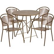 Flash Furniture Round Indoor / Outdoor Commercial Folding Patio Table and Chair 5-piece Set