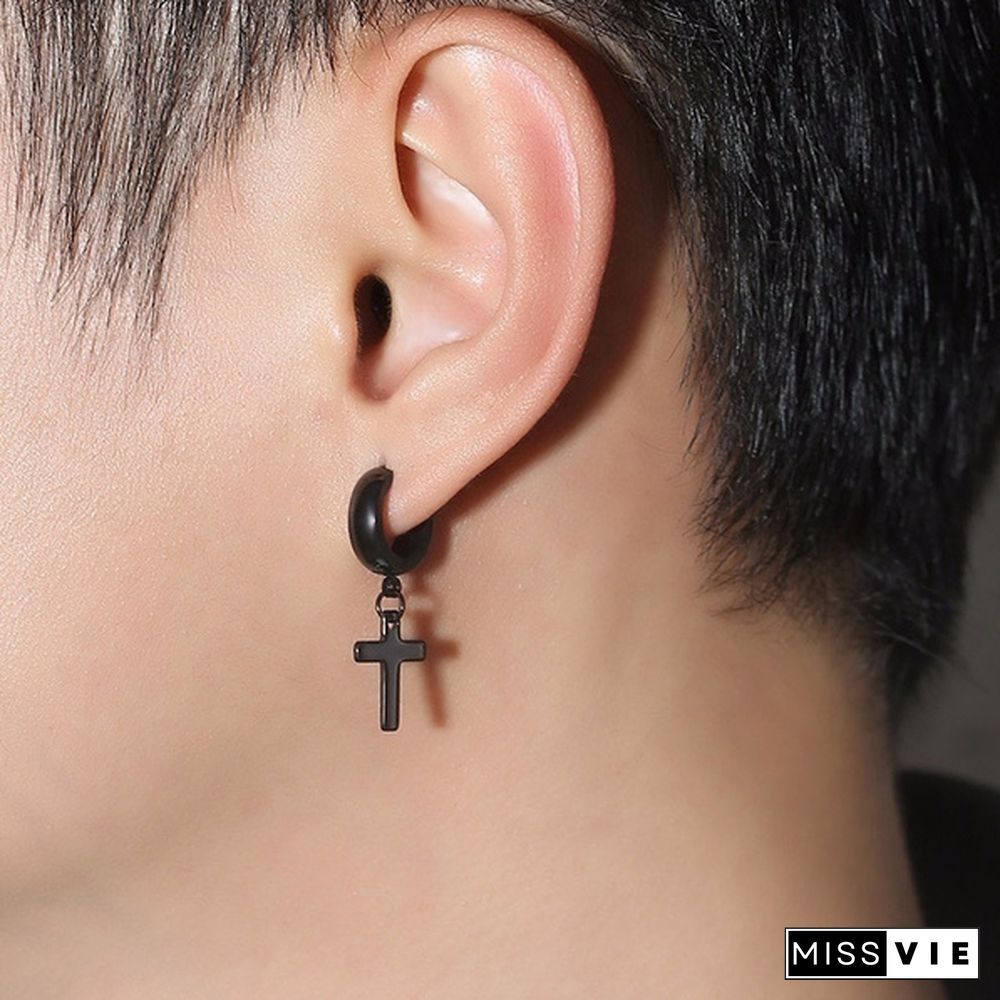 New Rock Stainless Steel Cross Earrings Anti-allergy Punk Jewelry Gift Unisex Fashion Personality Earrings