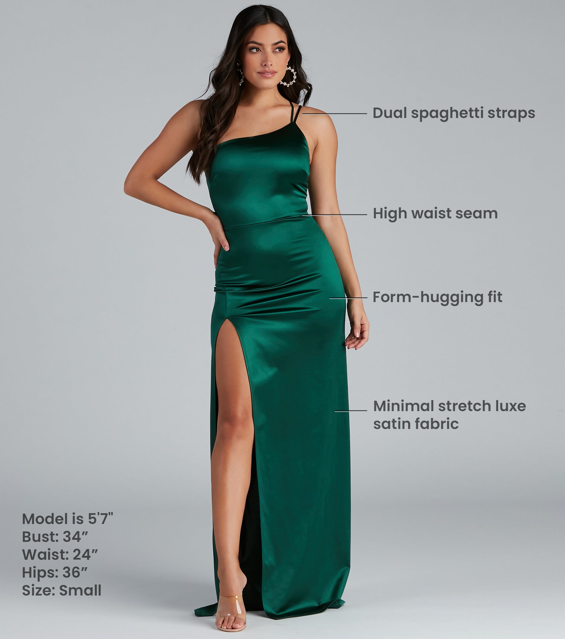 Rhiannon One-Shoulder Satin Long Dress