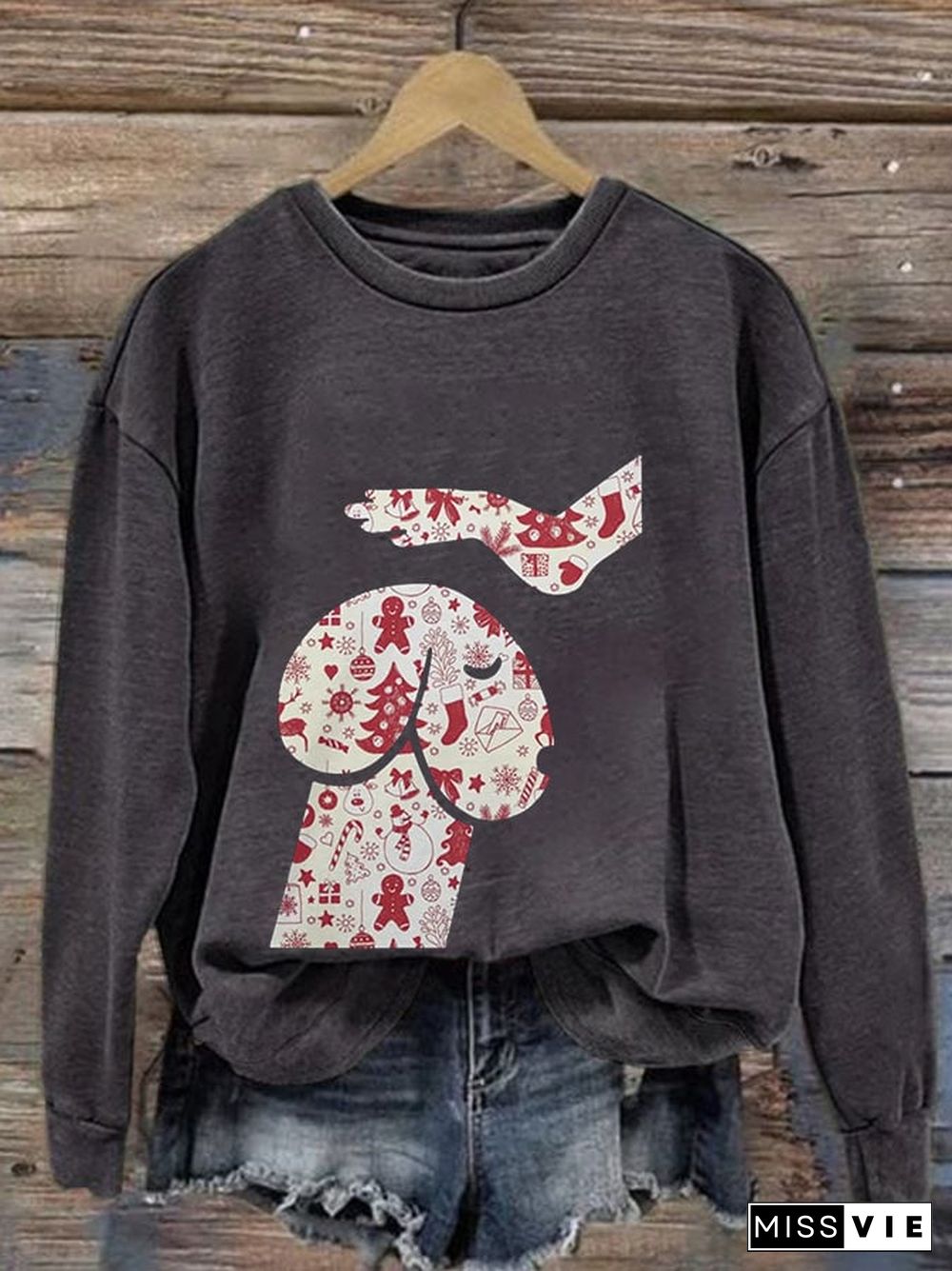 Women's Dogs Christmas Print Casual Sweatshirt