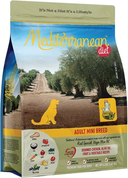 Mediterranean Diet Deboned Chicken， Olive Oil， Fruit and Vegetable Recipe Adult Mini Breed Dry Dog Food