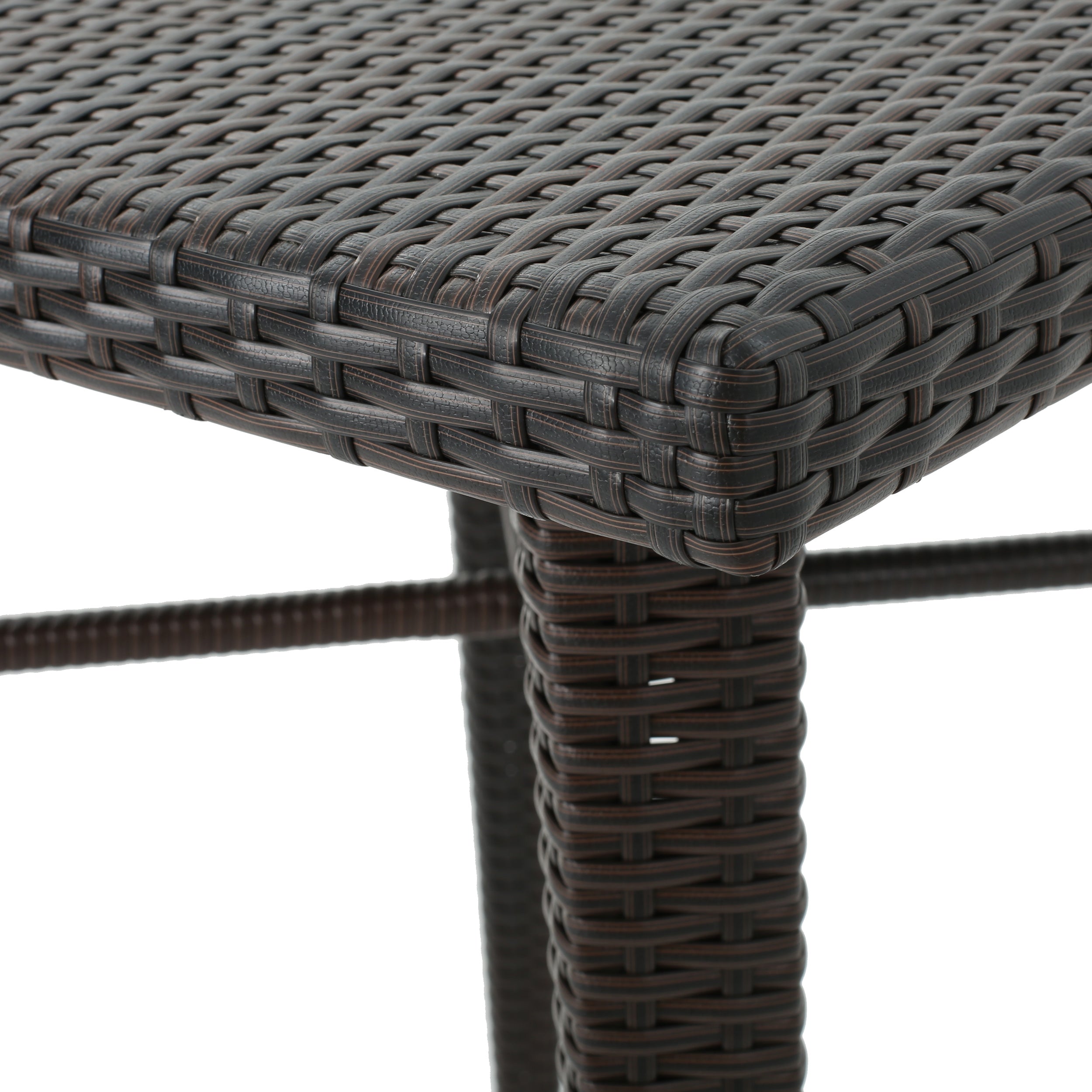 Dom Outdoor 32.5 Inch Square Multi-brown Wicker Bar Table