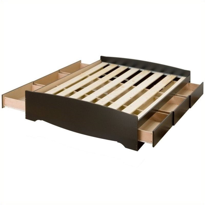 Bowery Hill King Platform Storage Bed with 6 Drawers in Black