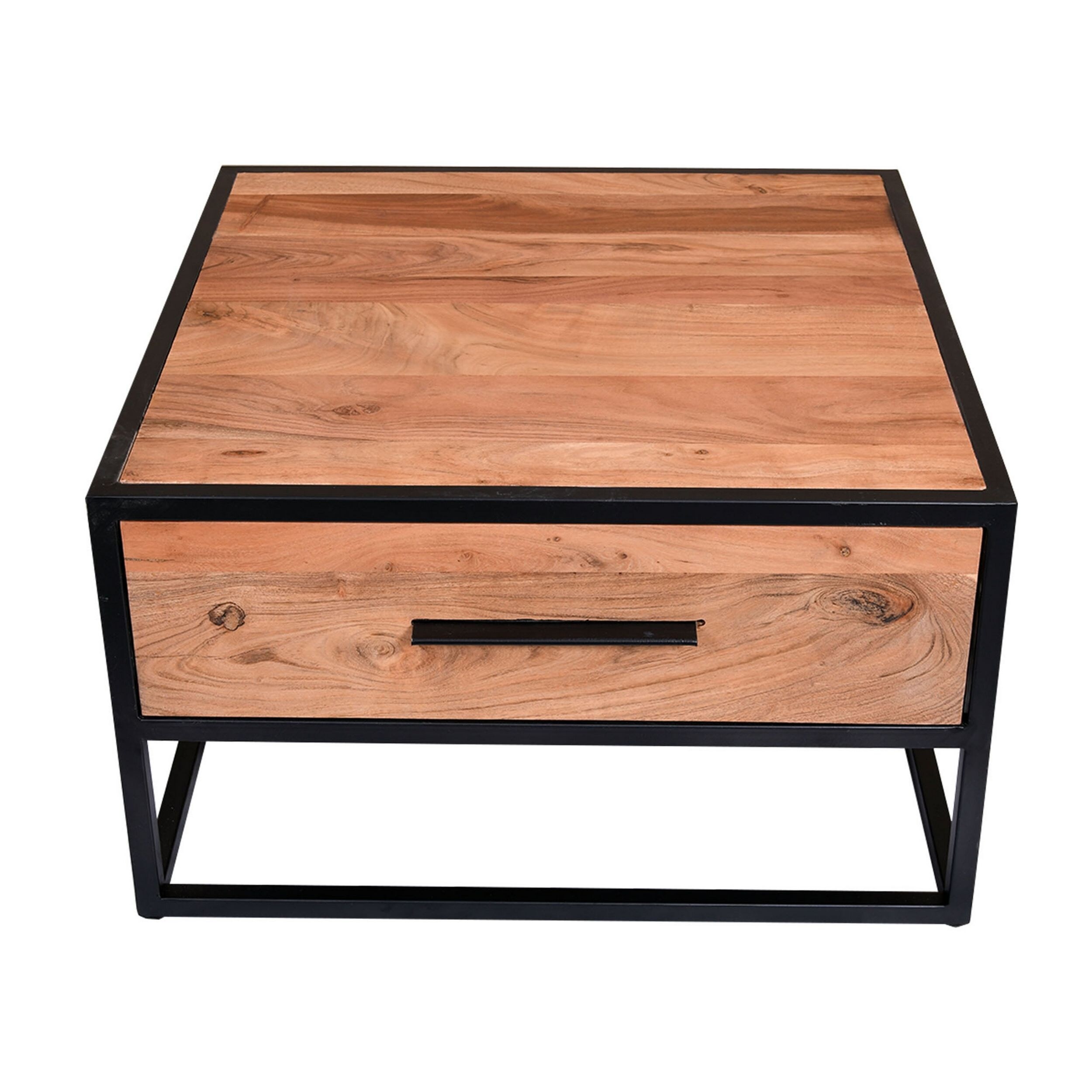 26 Inch Handcrafted Acacia Wood Accent Side End Table with a Drawer