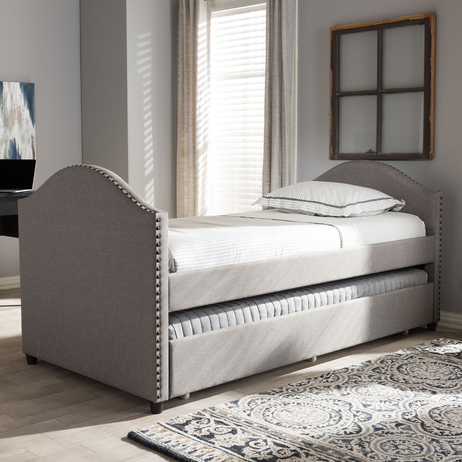 Baxton Studio Alessia Modern Twin Bed and Trundle