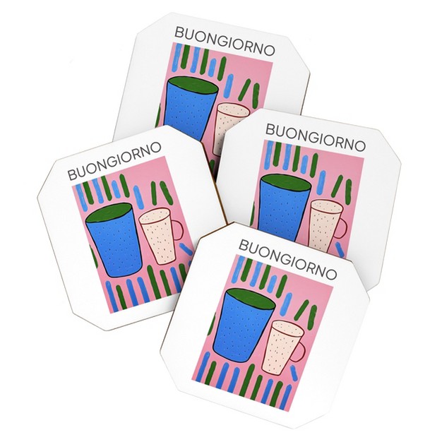 Mambo Art Studio Tea Coffee Cups Buongiorno Coaster Set Deny Designs