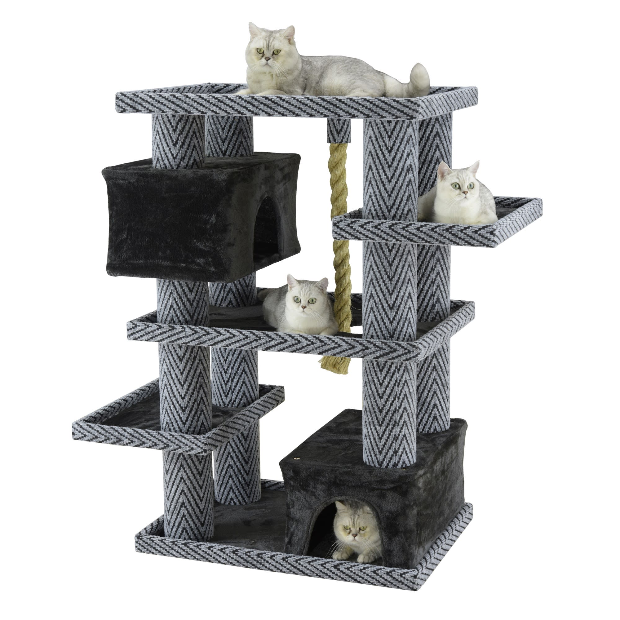 GO PET CLUB Sequoia Cat Tree House with Jungle Rope LP-855， 50.5