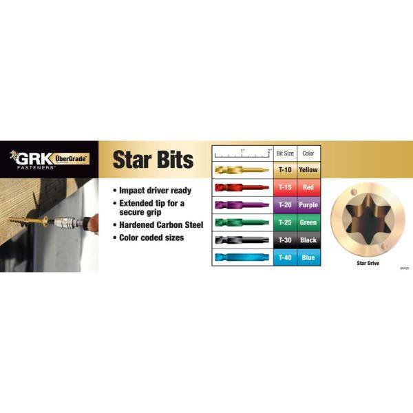 GRK Fasteners T-25 2 in. Steel Star Bits (2 per Pack) 772691874436