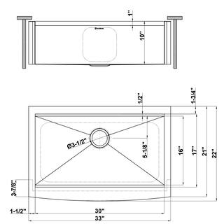 Glacier Bay Zero Radius Farmhouse Apron-Front 18G Stainless Steel 33 in. Single Bowl Workstation Kitchen Sink with Accessories 4312F