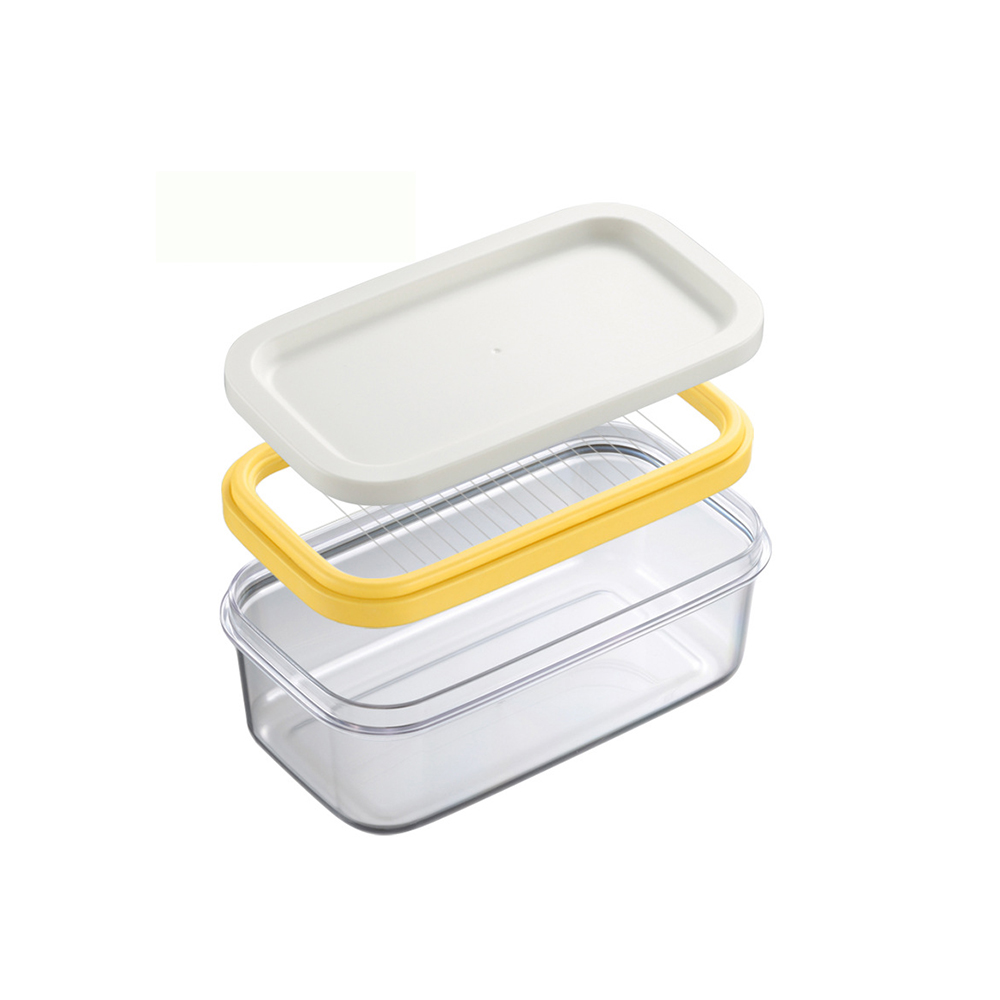 Plastic Butter Dish With Slicer For Easy Cutting BPA Free Butter Box With Lid 2 In 1 Clear Butter Container