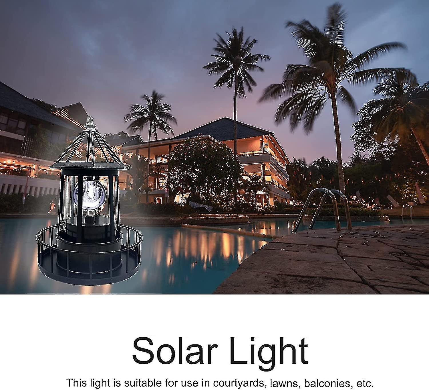 Led Solar Powered Lighthouse， 360 Degree Rotating Lamp Courtyard Decoration Waterproof Garden Smoke Towers Statue Lights For Outdoor Garden Pathway Pa