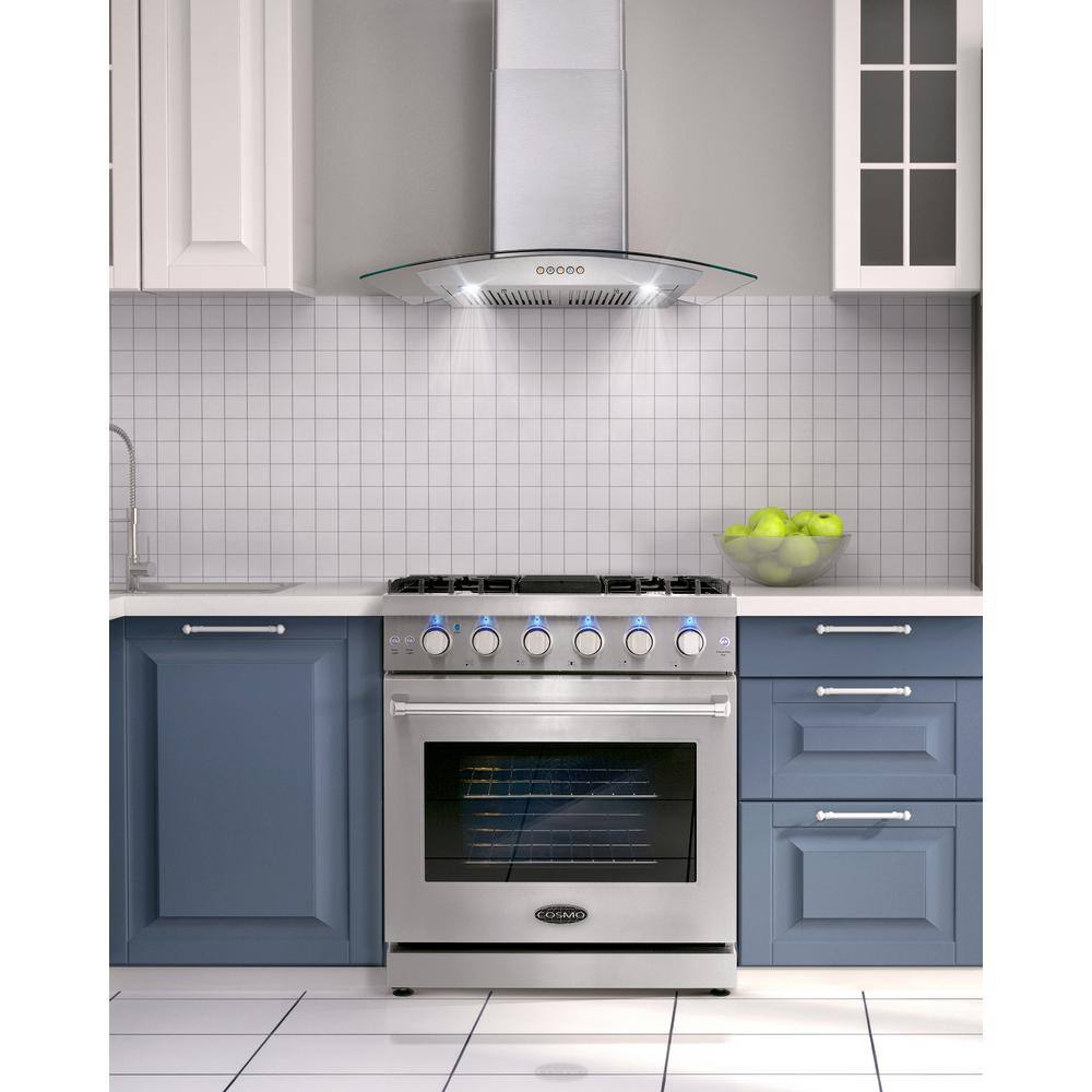 Cosmo 30 in. 4.55 cu. ft. Commercial-Style Gas Range with Convection Oven in Stainless Steel with Storage Drawer COS-EPGR304