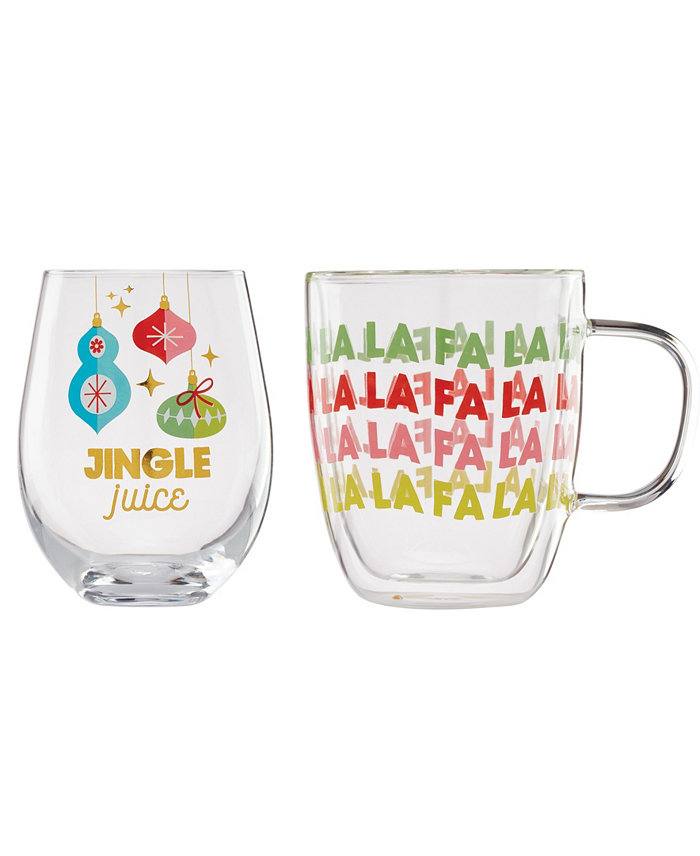 Cambridge Fa La La La Mug Wine Glass Set of 2