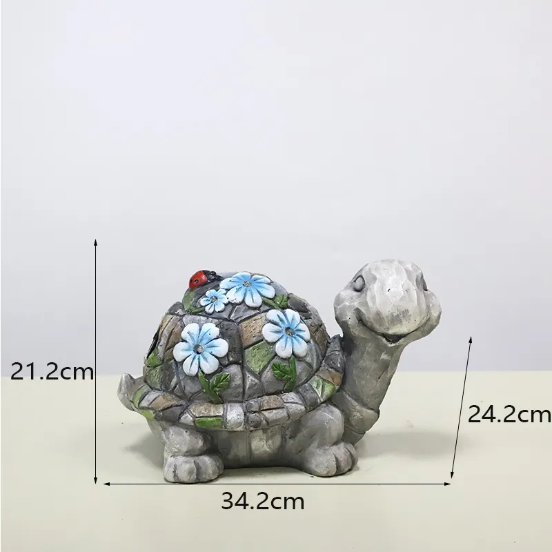 Redeco New Arrival Turtle Gnome Magnesia Crafts LED Solar Fashion Gnome Turtle Magnesium oxide Crafts Garden Decoration