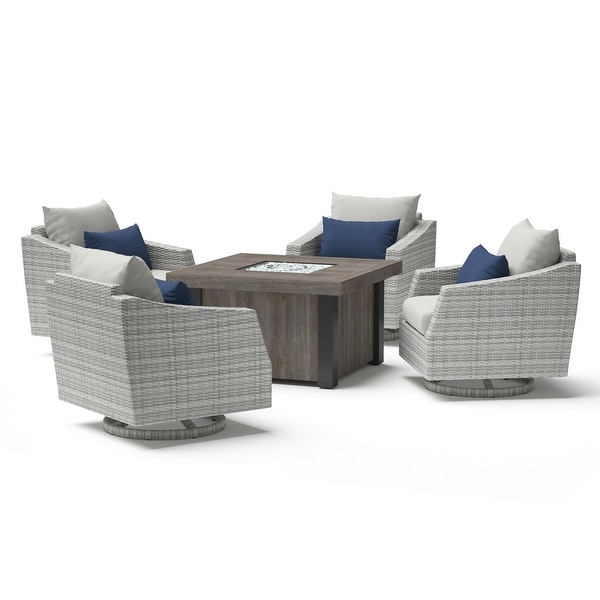 Cannes 5 Piece Sunbrella Outdoor Patio Motion Fire Chat Set