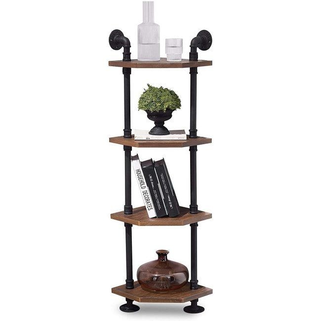 MCombo Industrial Wall Mount Pipe Shelves  Solid Wood