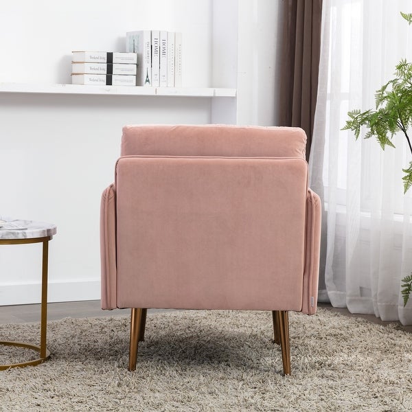 Velvet Upholstered Tufted Accent Chair With Rose Golden feet