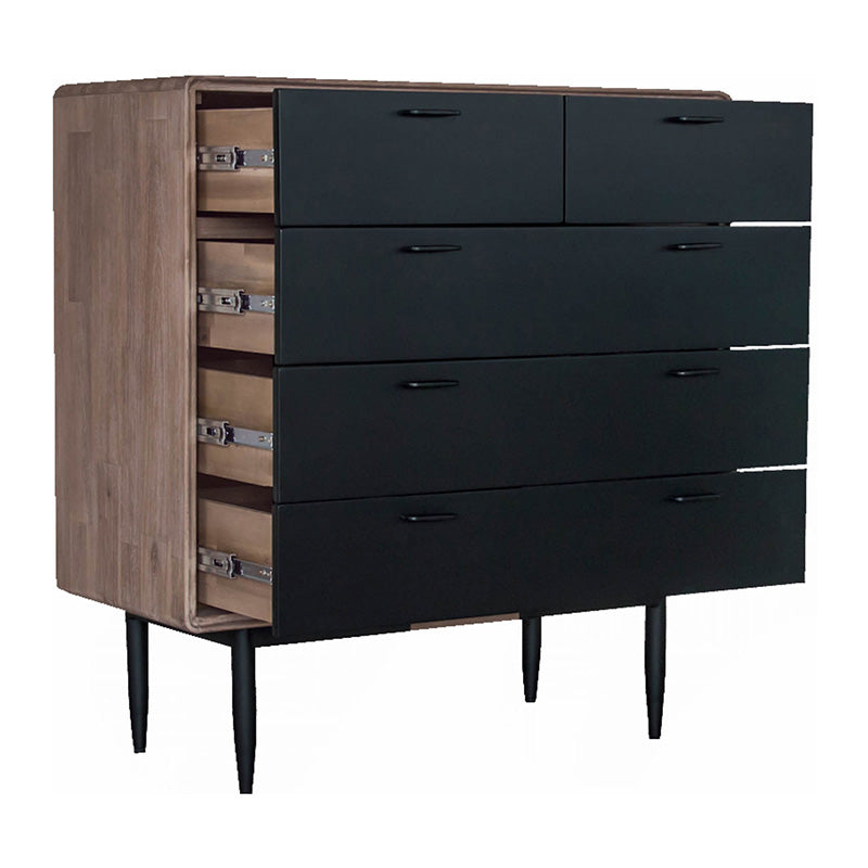 Binder Tall Sideboard 140cm Acacia Solid Wood - Sandblast & Black