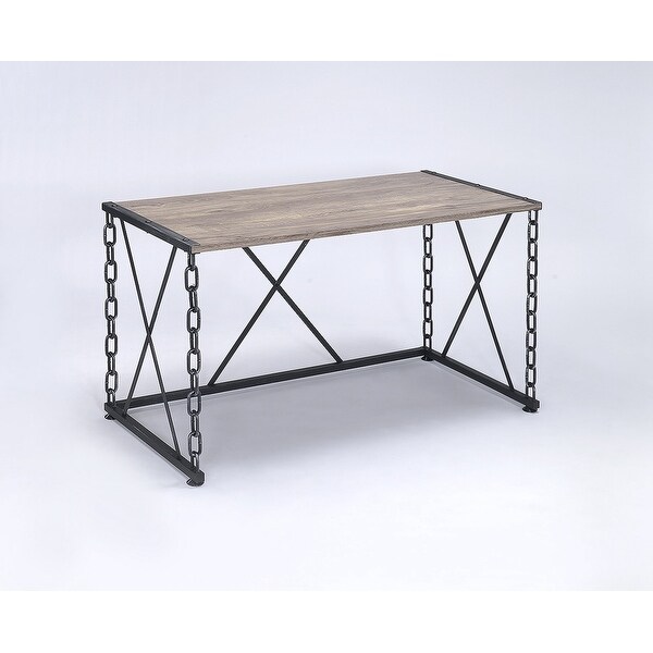 Jodie Console Table in Rustic Oak and Antique Black Finish