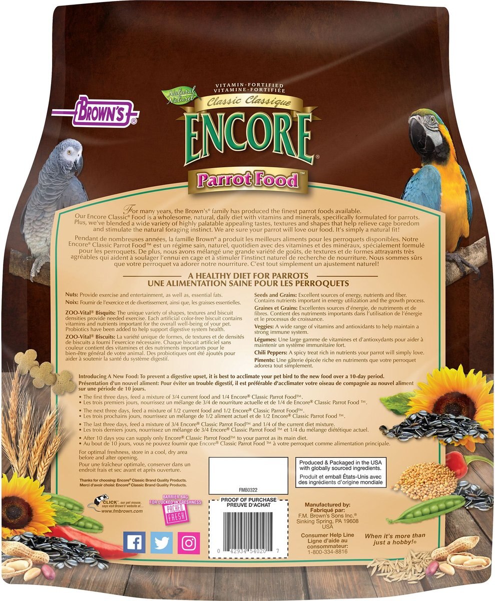 Brown's Encore Classic Natural Parrot Food