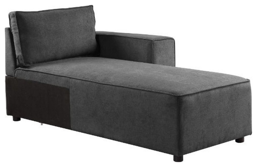 Modular Chaise With Piped Stitch And Loose Pillow Back Gray  Saltoro Sherpi   Transitional   Indoor Chaise Lounge Chairs   by Dot  ampBo  Houzz