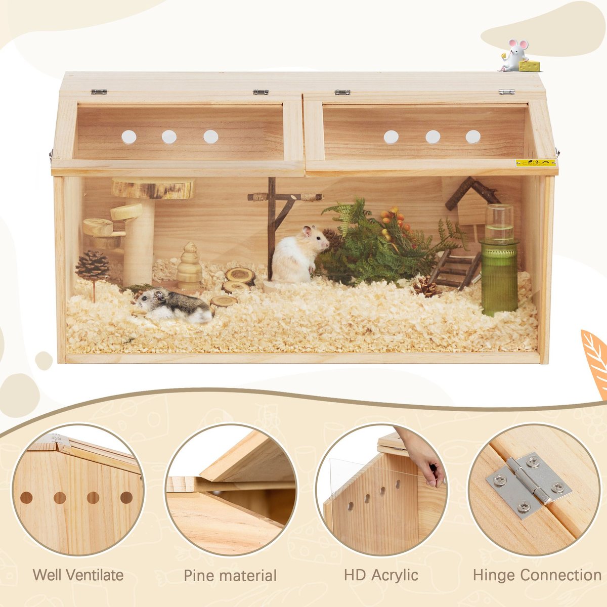 Coziwow Wooden DIY Hamster Cage Small Pets Cabinet