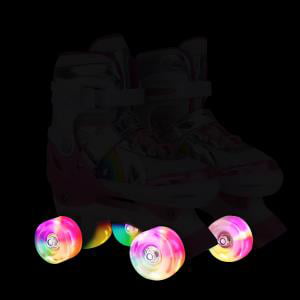 Roller Skates Adjustable Size with Light Up Flash LED 4 Wheels Fun Illuminating for Kids Children Boys Girls Multicolor， Size 10C-13C (Pink)