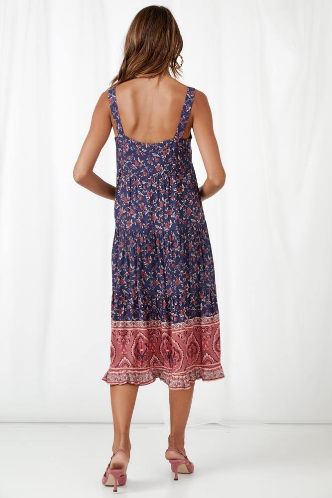 Lost In Istanbul Midi Dress Navy