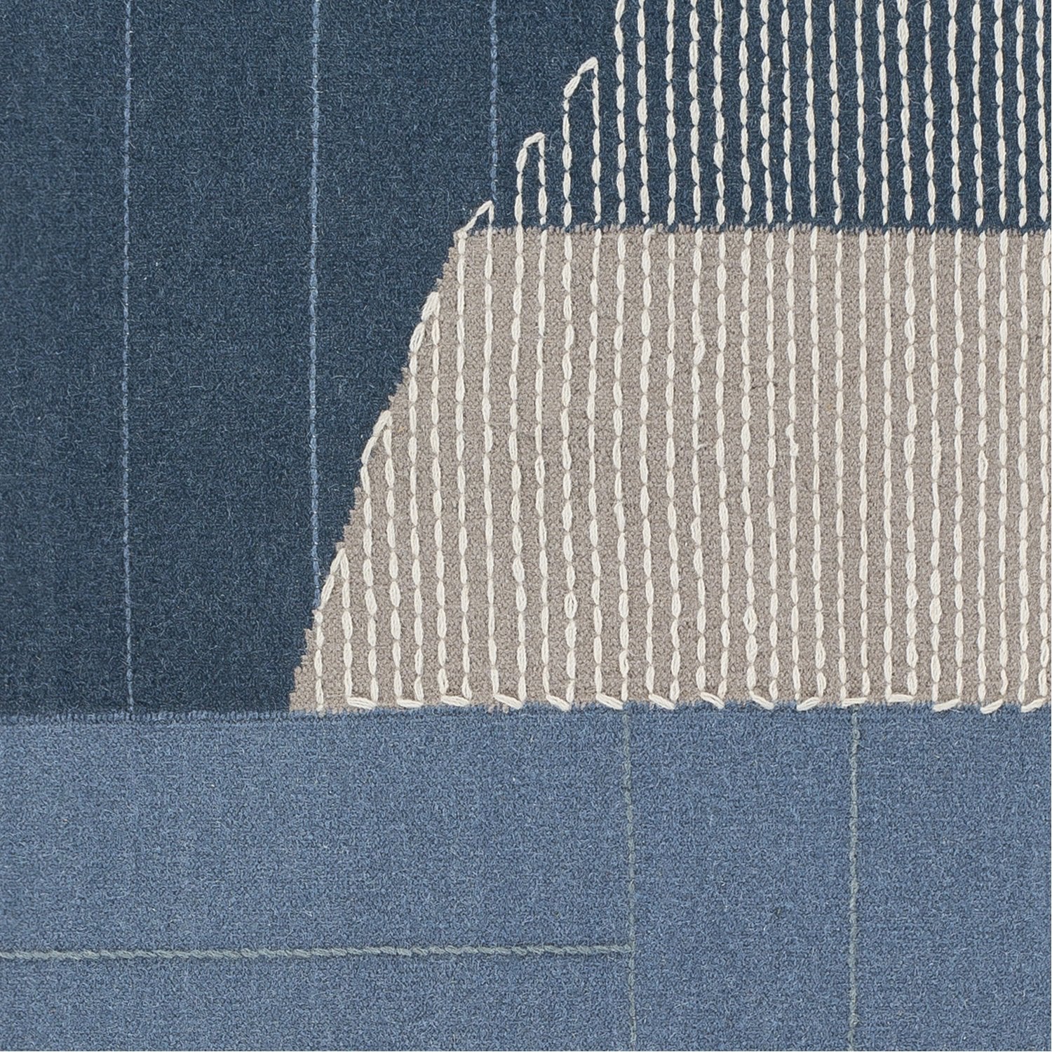 Fulham Hand Woven Rug in Denim, Medium Gray, White, Taupe, Dark Blue