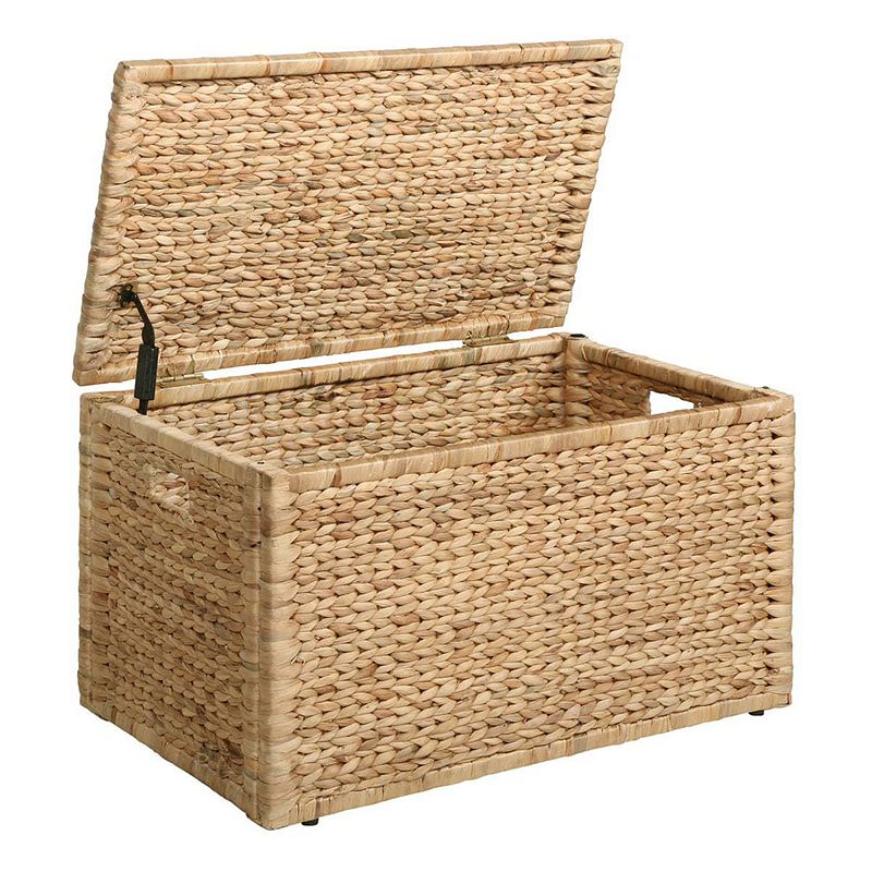 eHemco Water Hyacinth Wicker Storage Trunk with Metal Frame