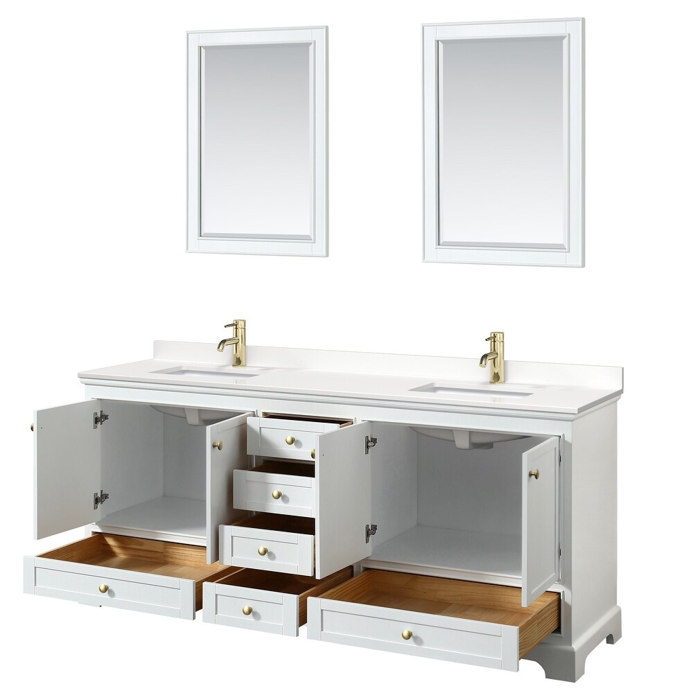 Deborah 80 inch Double Vanity  Quartz Top  24 inch Mirrors