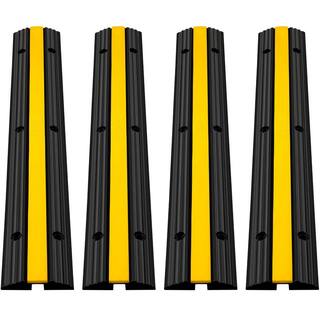 VEVOR 1-Channel Rubber Cable Protector Ramps 22046 lbs. Loading Cable Cable Wire Cord Cover Speed Bump (4-Pieces) 4JTDCGXB000000001V0