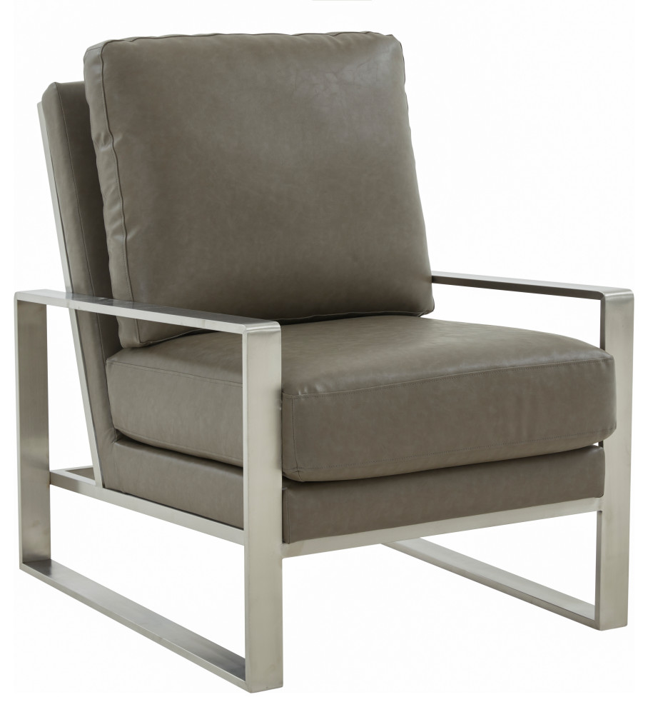 LeisureMod Jefferson Faux Leather Accent Armchair With Silver Frame   Contemporary   Armchairs And Accent Chairs   by LeisureMod  Houzz